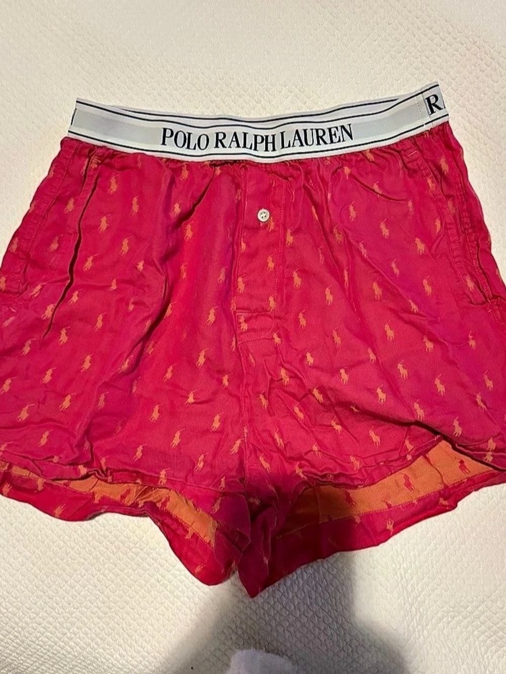 Polo Ralph Lauren women’s Pony Boxer pajama Shorts Pink & Orange size smal